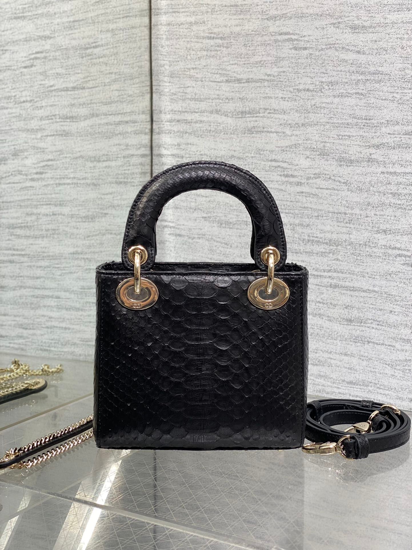 Alternative view of Dior Mini Lady Black Snakeskin Pattern Bag