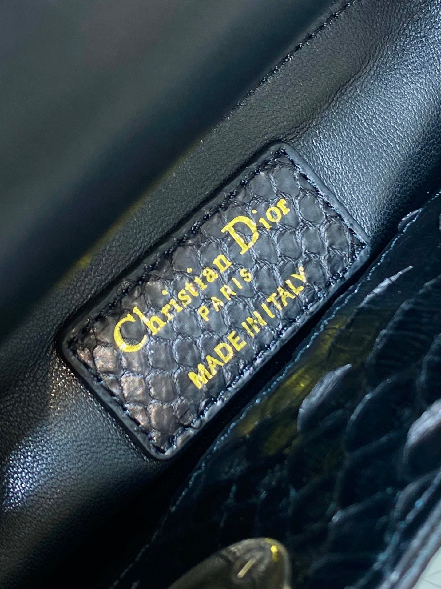 Dior Mini Lady Black Snakeskin Pattern Bag - Image 8