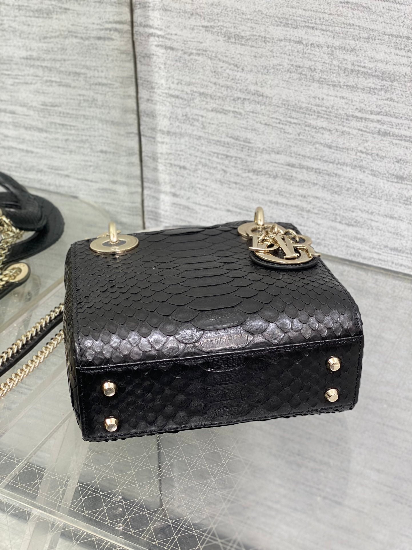 Dior Mini Lady Black Snakeskin Pattern Bag - Image 5