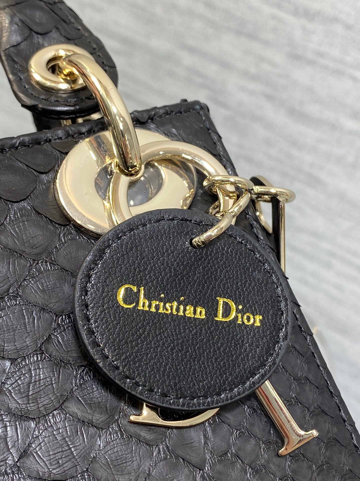 Dior Mini Lady Black Snakeskin Pattern Bag - Image 6