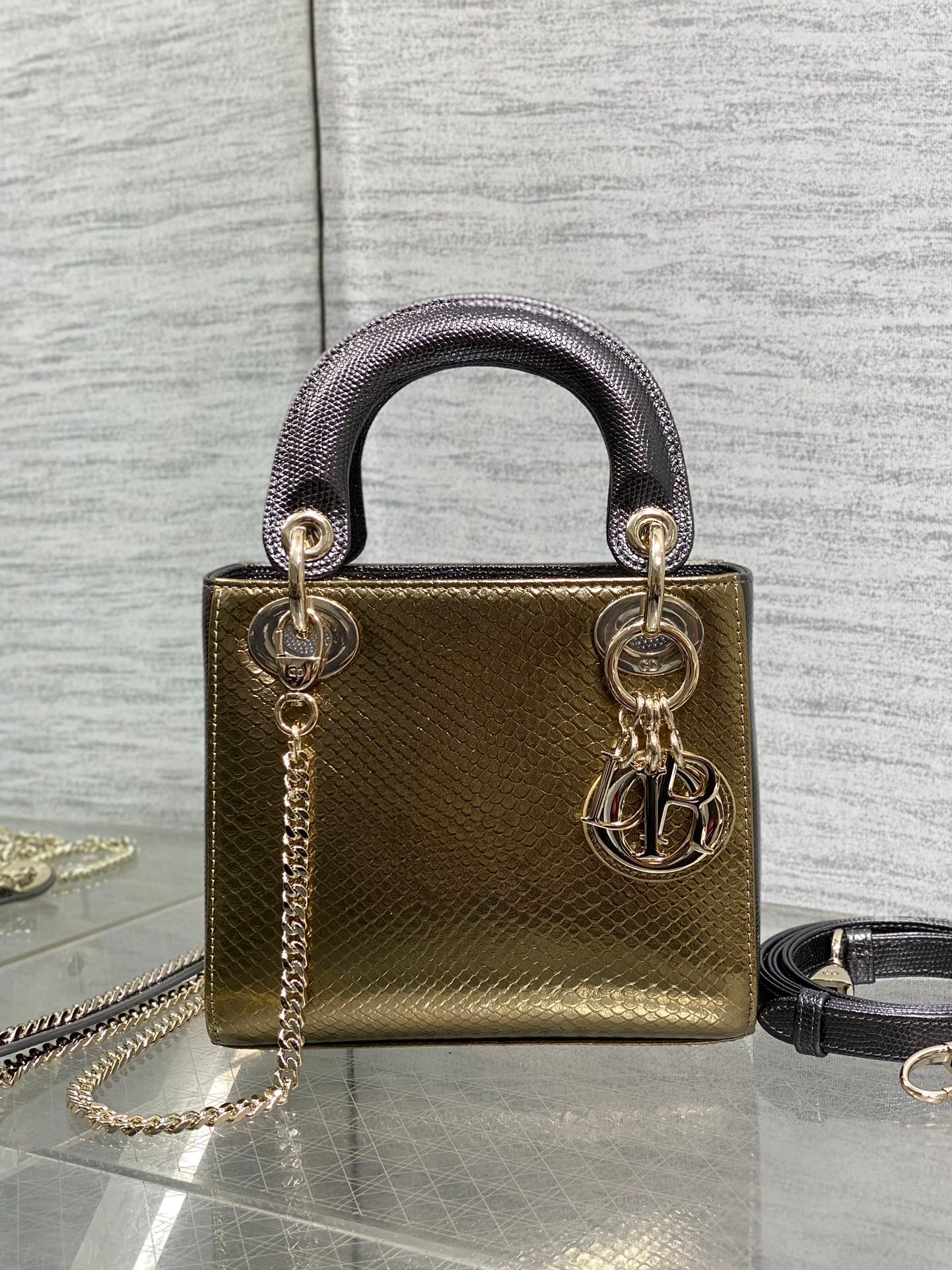 Alternative view of Dior Mini Lady Gold Metallic Lambskin Bag