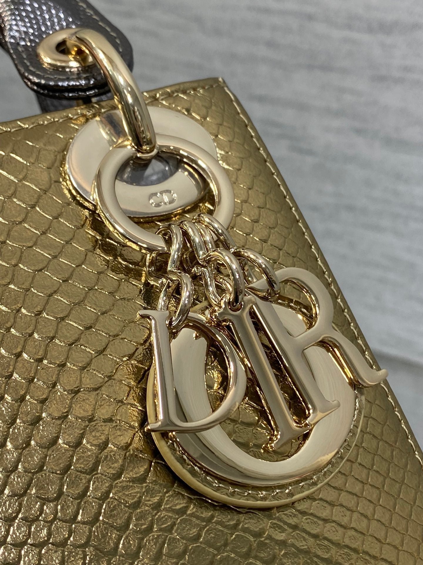 Dior Mini Lady Gold Metallic Lambskin Bag - Image 7