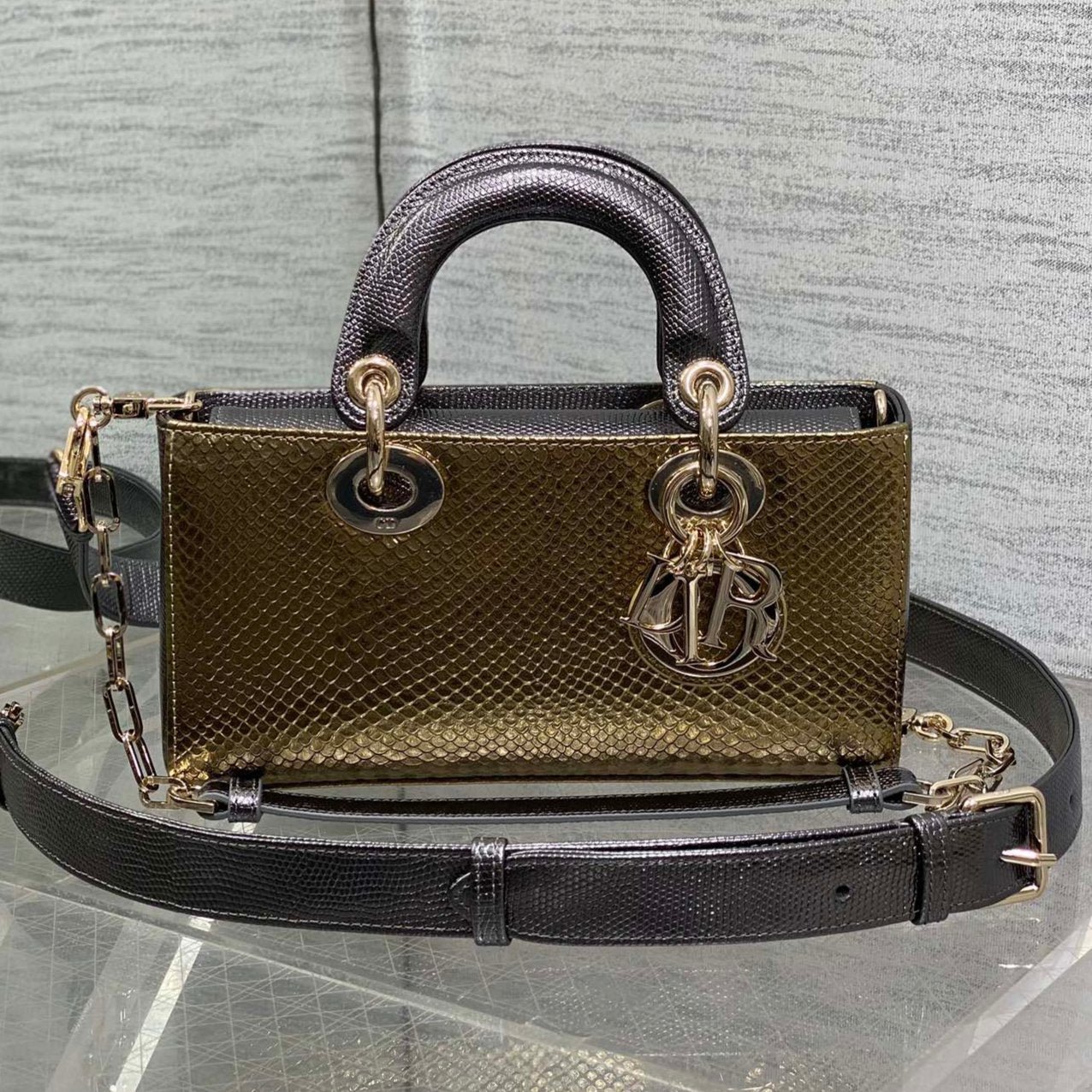 Dior Medium Lady Gold Metallic Lambskin Bag