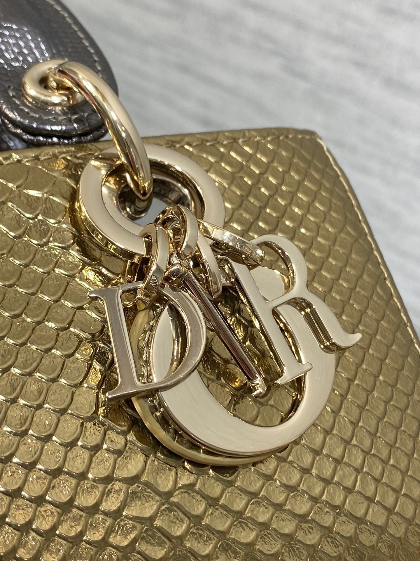 Dior Small Lady Gold Metallic Lambskin Bag - Image 6