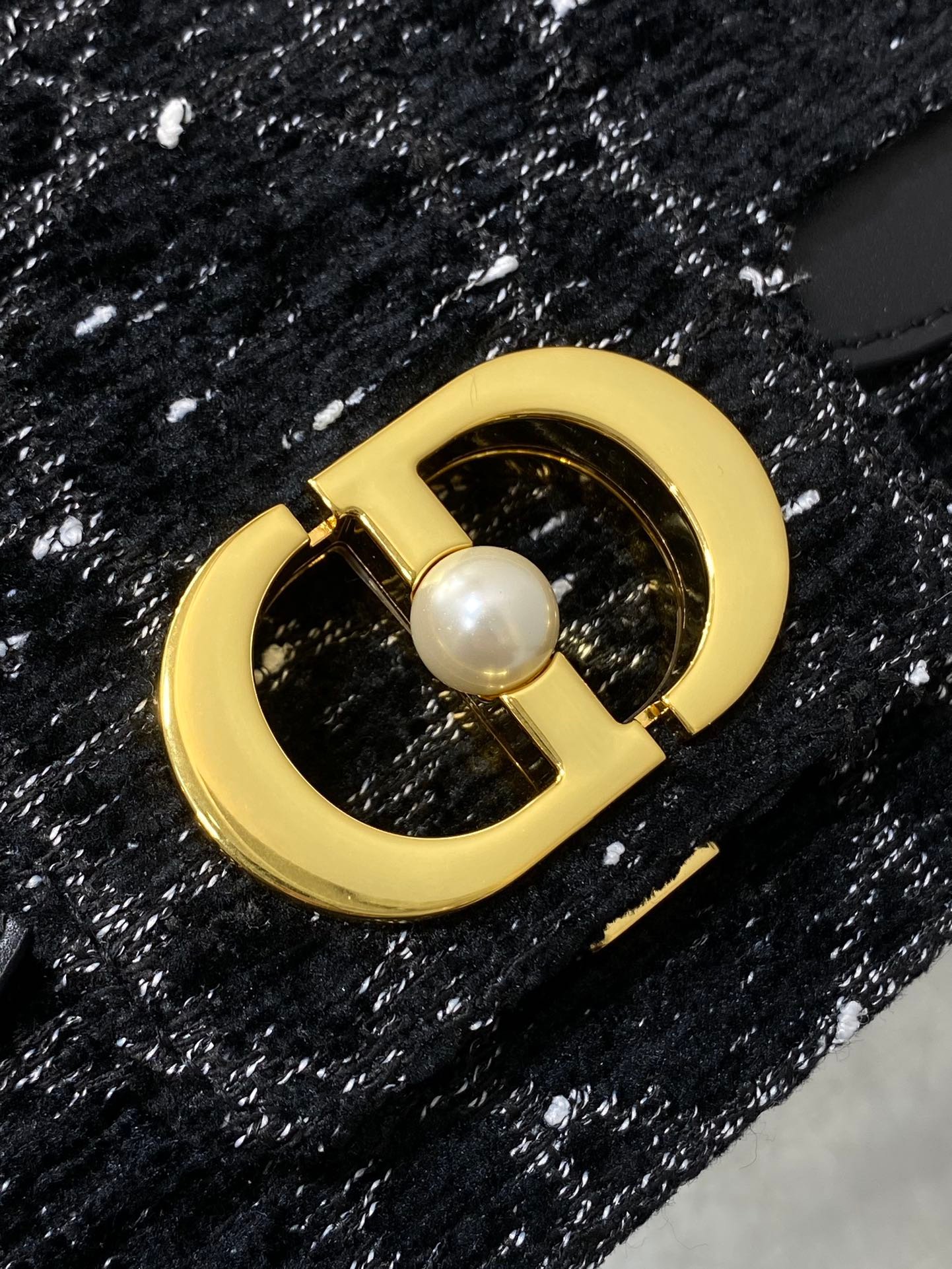 Dior Small Jolie Black White Tweed Chain Bag - Image 4