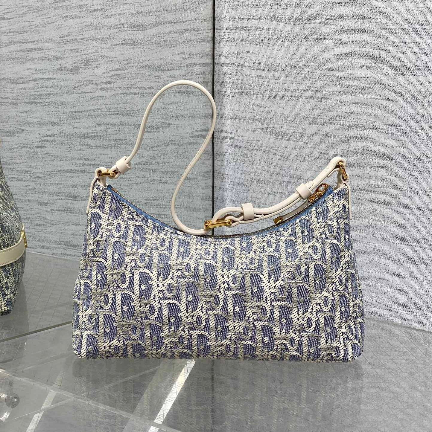Dior Miss Caro Blue Raffia-Effect Fabric Bag - Image 2