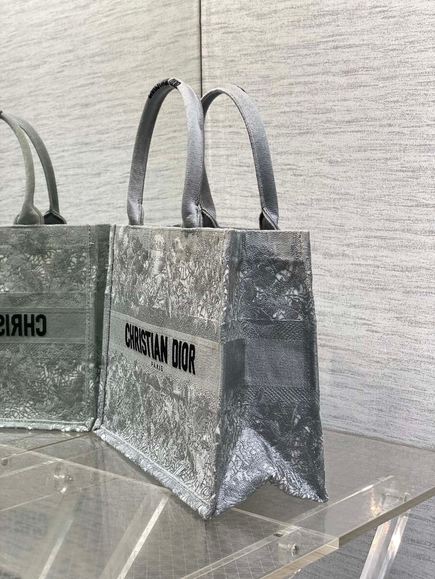 Dior Medium Book Tote Cotton Grey Bag - Image 3