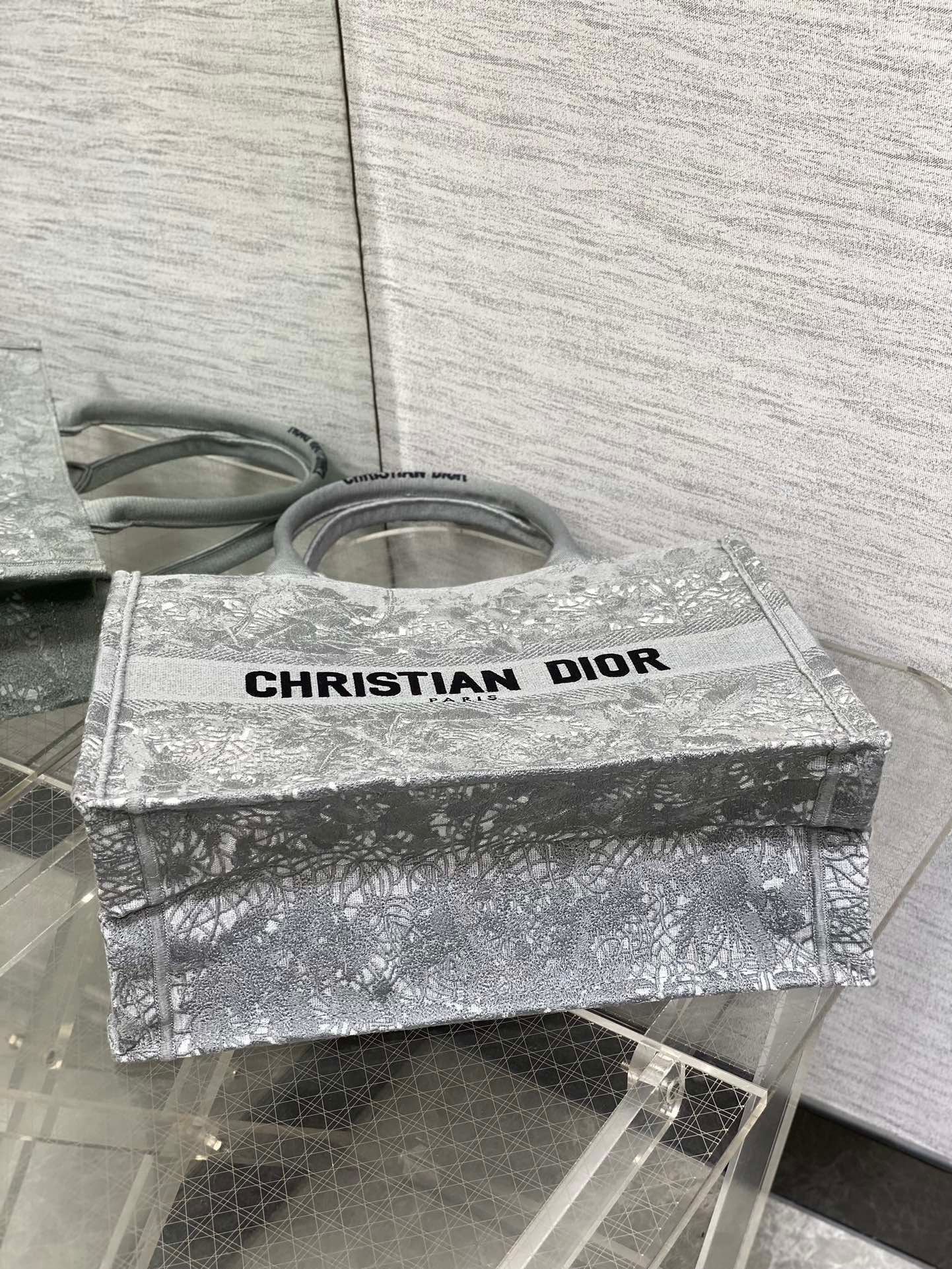 Dior Medium Book Tote Cotton Grey Bag - Image 9
