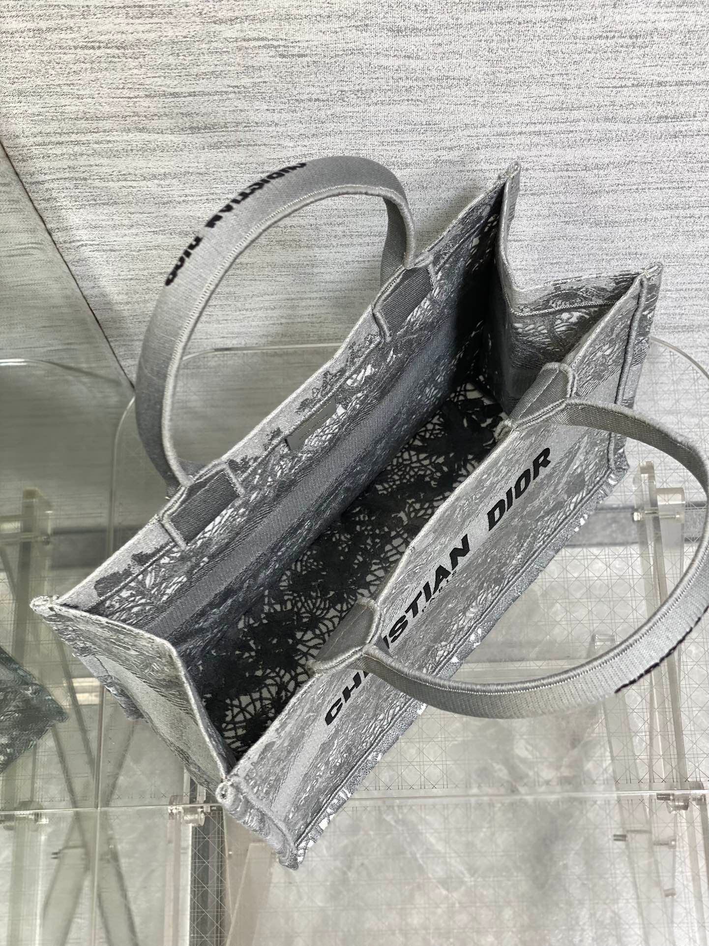 Dior Medium Book Tote Cotton Grey Bag - Image 6