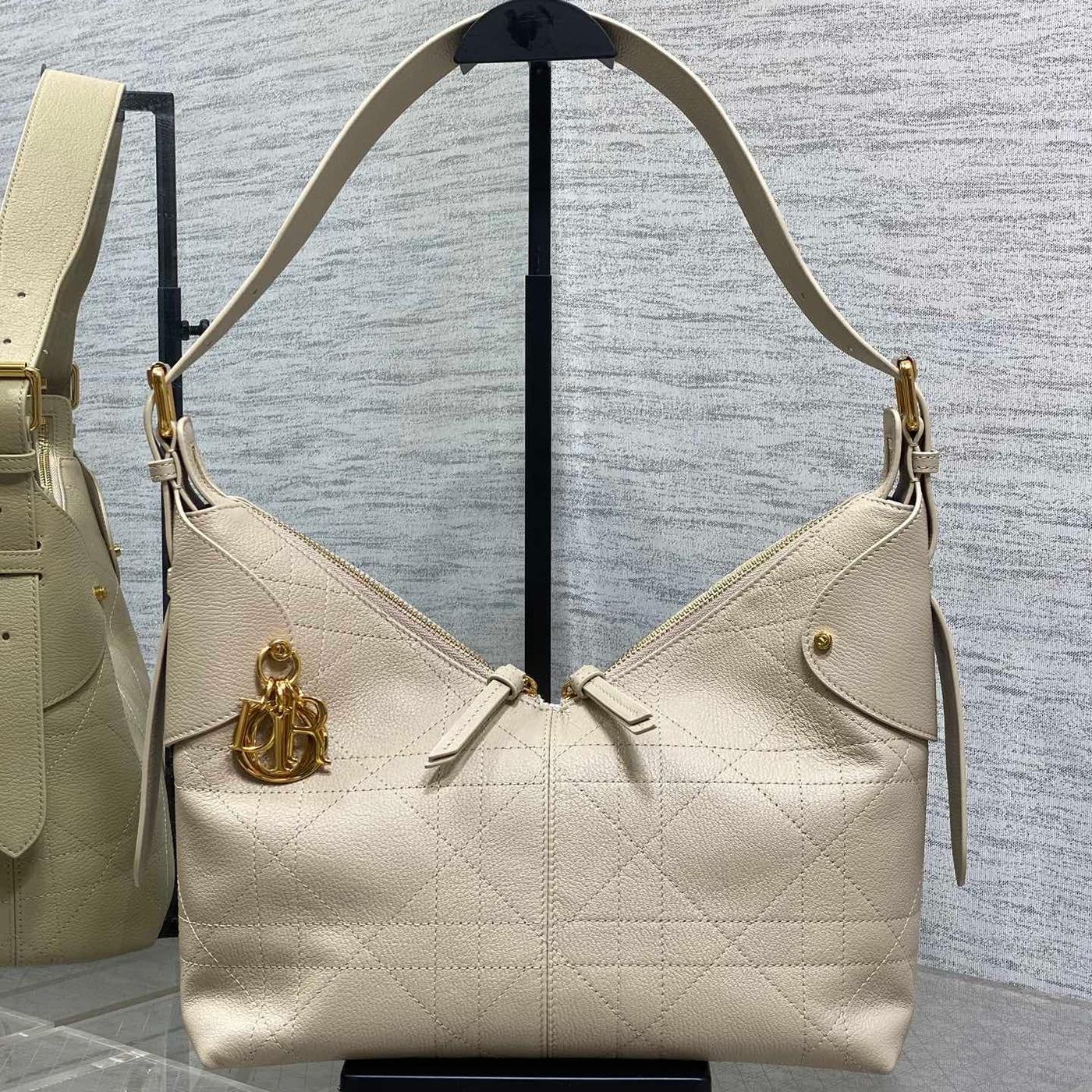 Dior Voyage Powder Beige Grained Calfskin Shoulder Bag