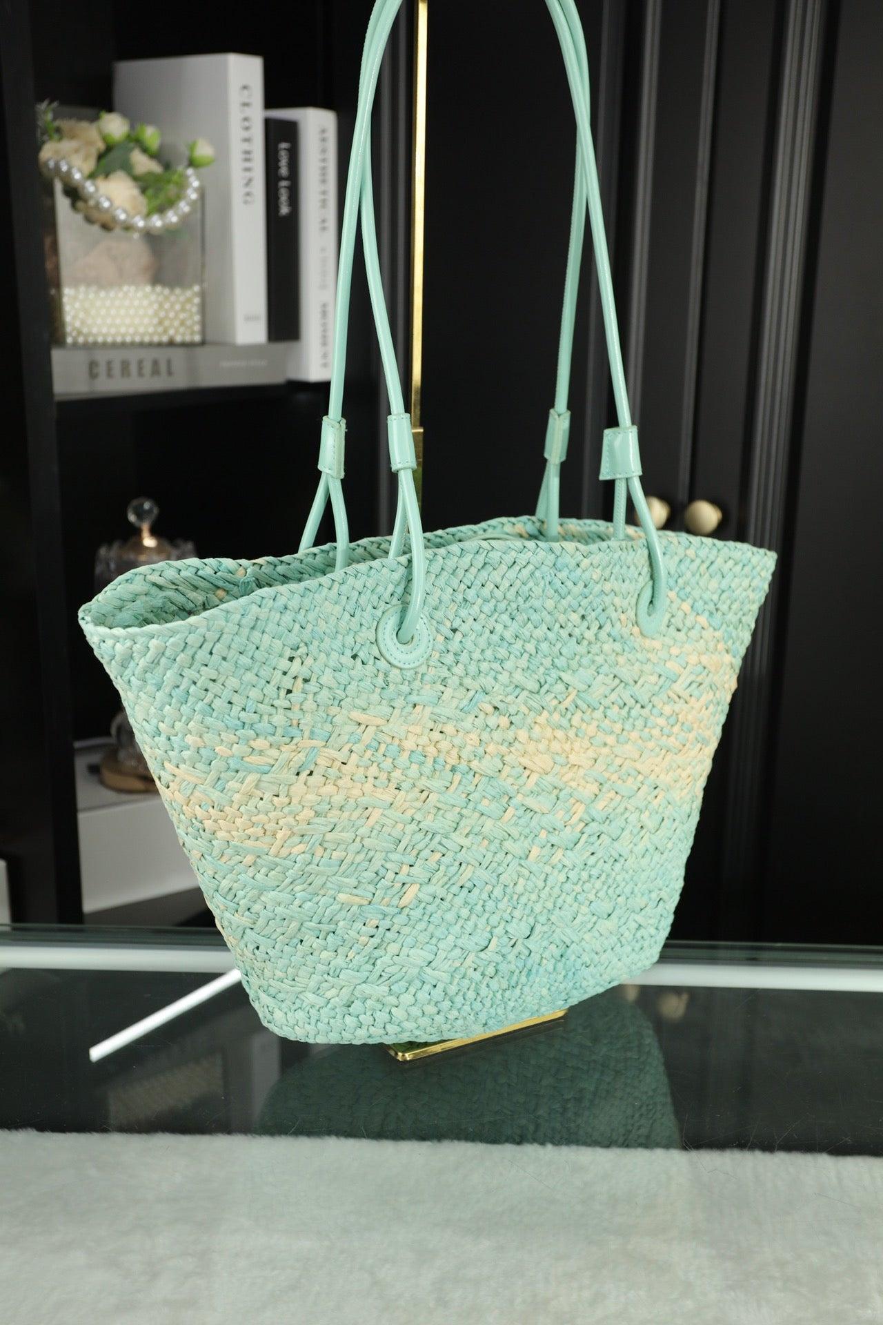 Alternative view of LOE SMALL ANAGRAM BASKET 28 BAG IN LIGHT BLUE IRACA PALM AND CALFSKIN