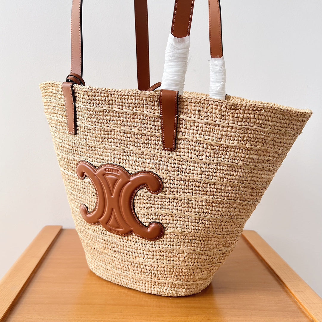 Alternative view of Celine Panier 30 Beige Raffia Tote Bag