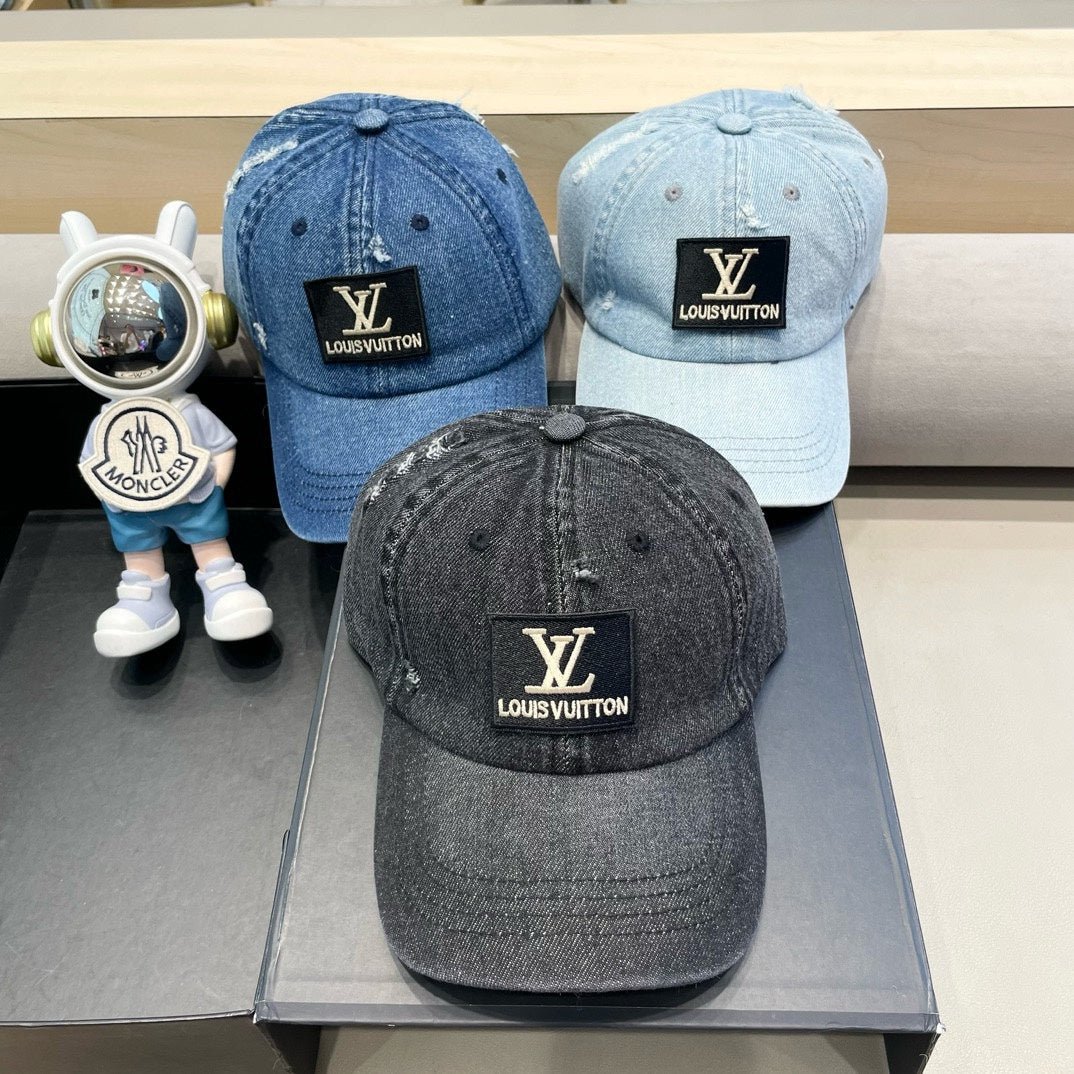 LV Light Blue Washed Denim Logo Cap - Image 9