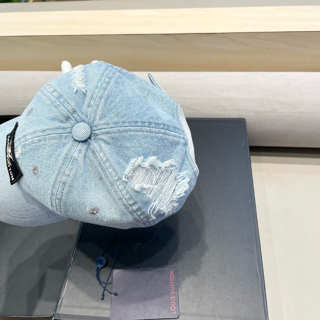 LV Light Blue Washed Denim Logo Cap - Image 6