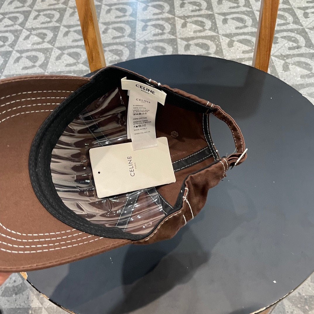 Celine Triomphe Brown Pink Ombre Cotton Cap - Image 6