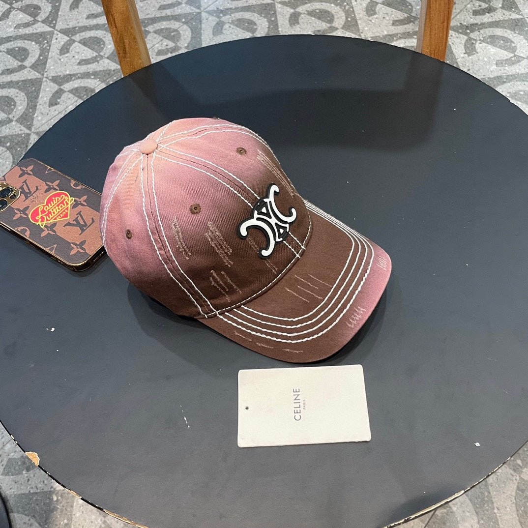 Alternative view of Celine Triomphe Brown Pink Ombre Cotton Cap