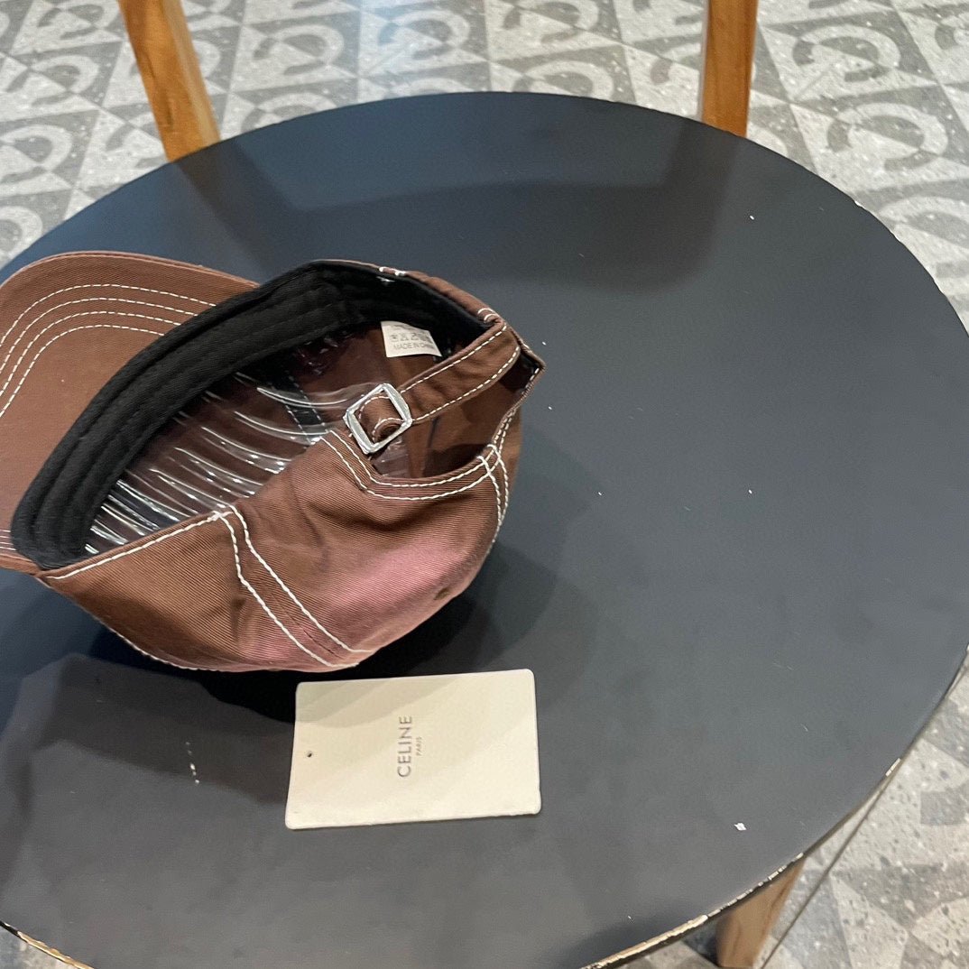 Celine Triomphe Brown Pink Ombre Cotton Cap - Image 8