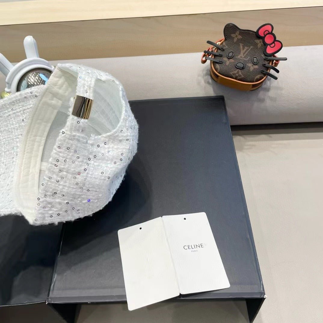 Celine Letter Sparkle Fabric Cap - Image 7