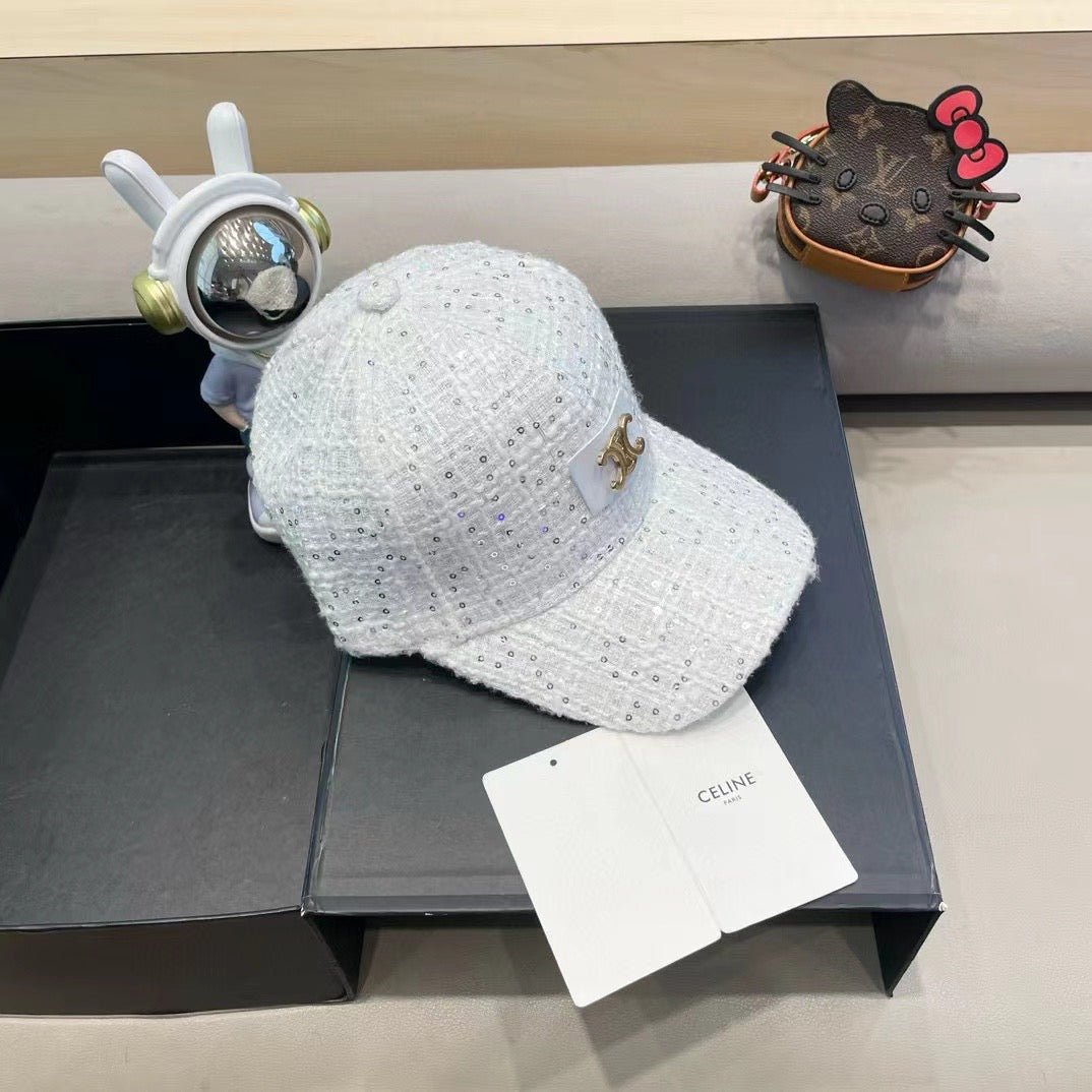 Celine Letter Sparkle Fabric Cap - Image 3