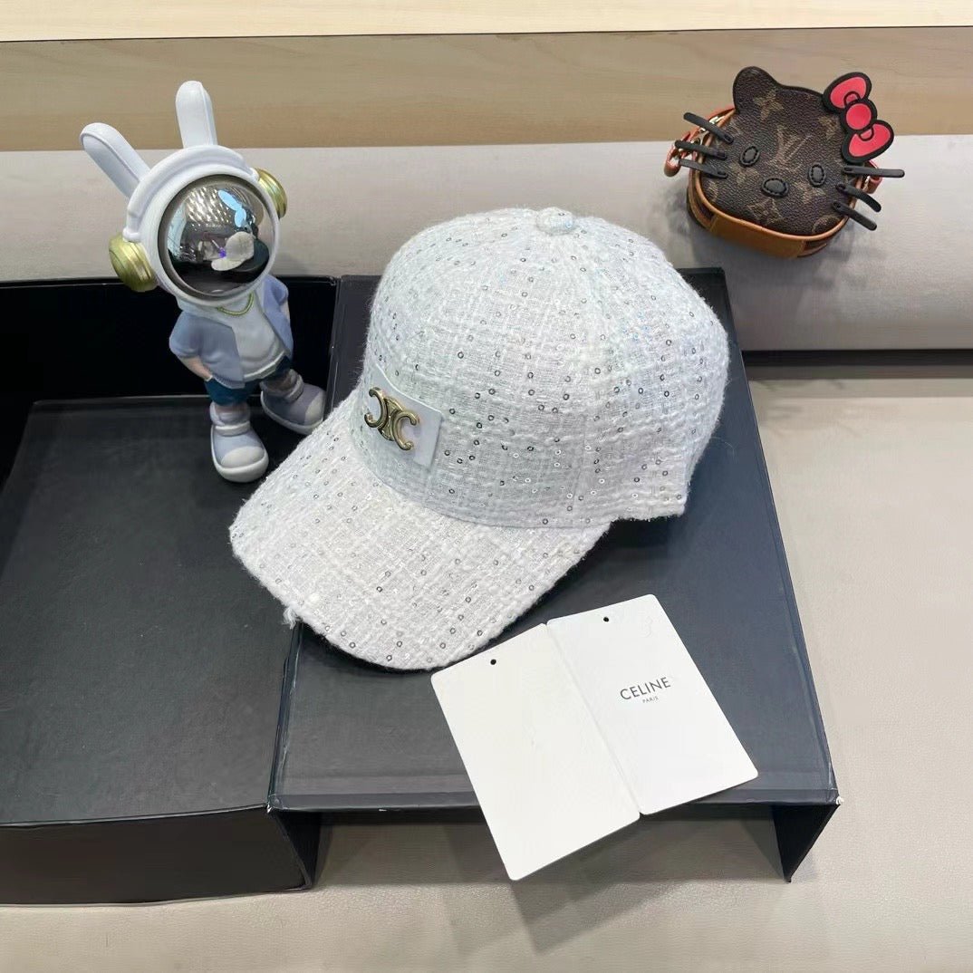 Celine Letter Sparkle Fabric Cap