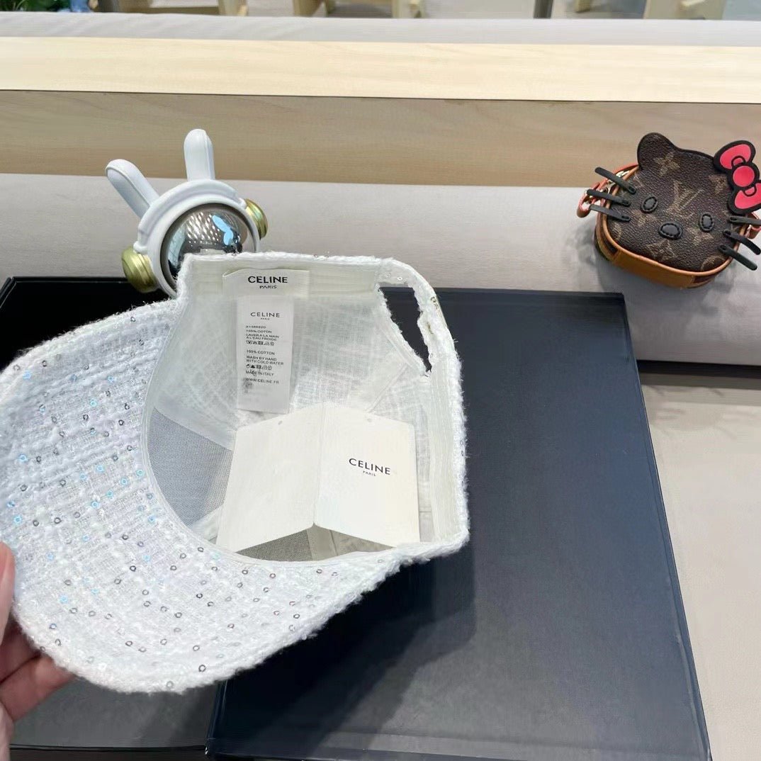 Celine Letter Sparkle Fabric Cap - Image 6