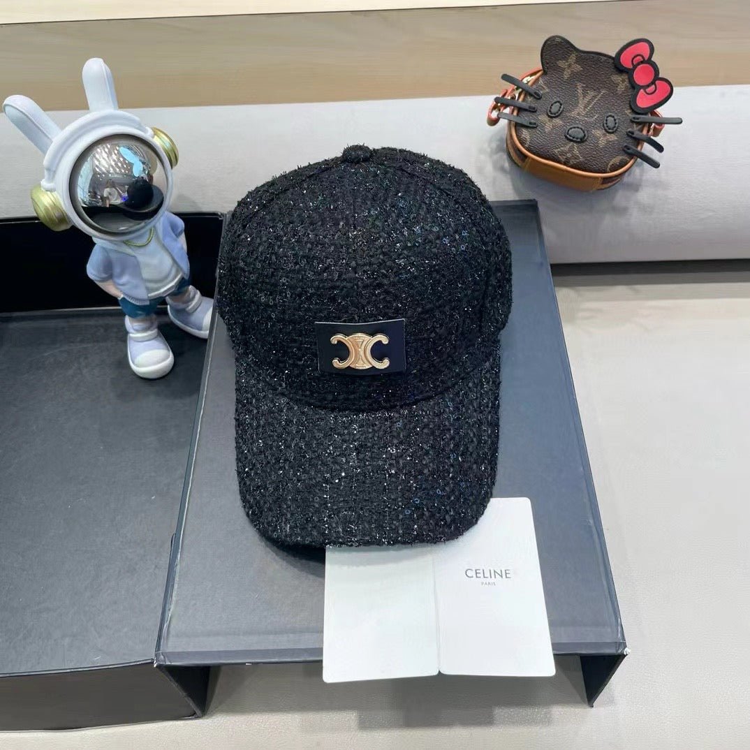 Alternative view of Celine Triomphe Black Sparkle Fabric Cap