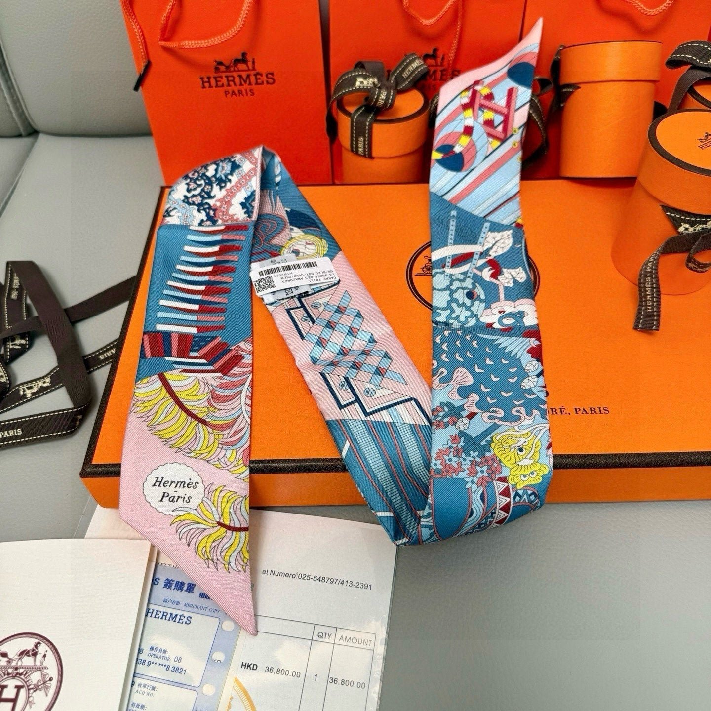 Alternative view of HERMES HERMES 25S SILK NECKERCHIEF 86 IN SILK 714346