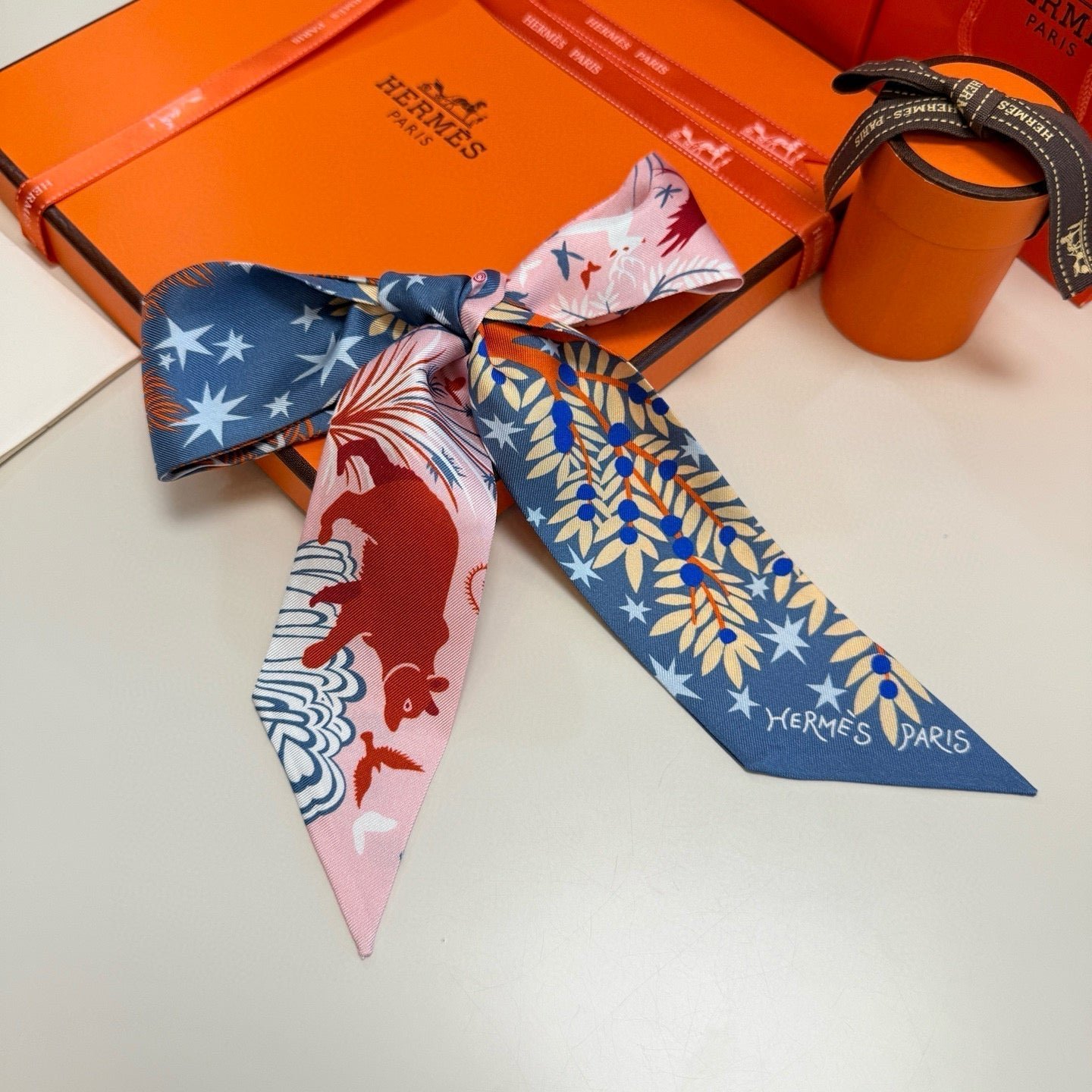 HERMES HERMES 25S SILK NECKERCHIEF 86 IN SILK 714351