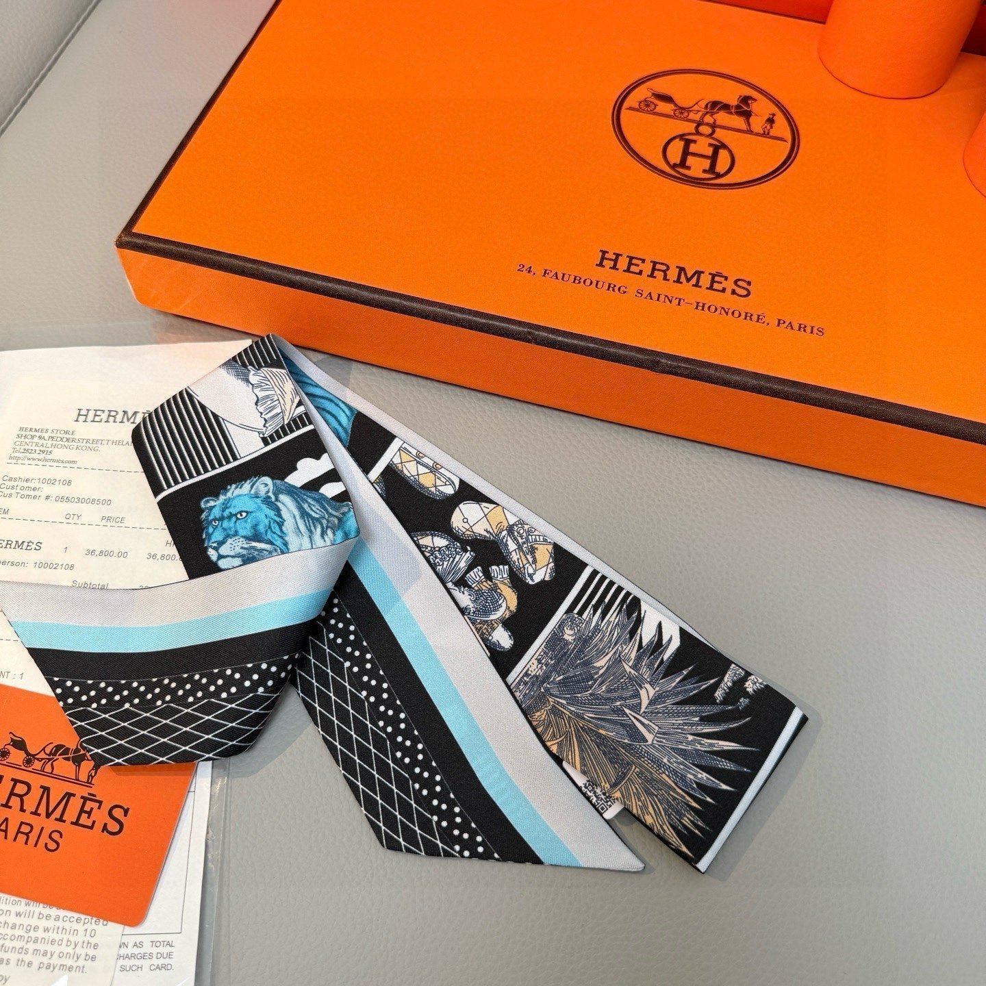 Alternative view of HERMES HERMES 25S SILK NECKERCHIEF 86 IN SILK 714361