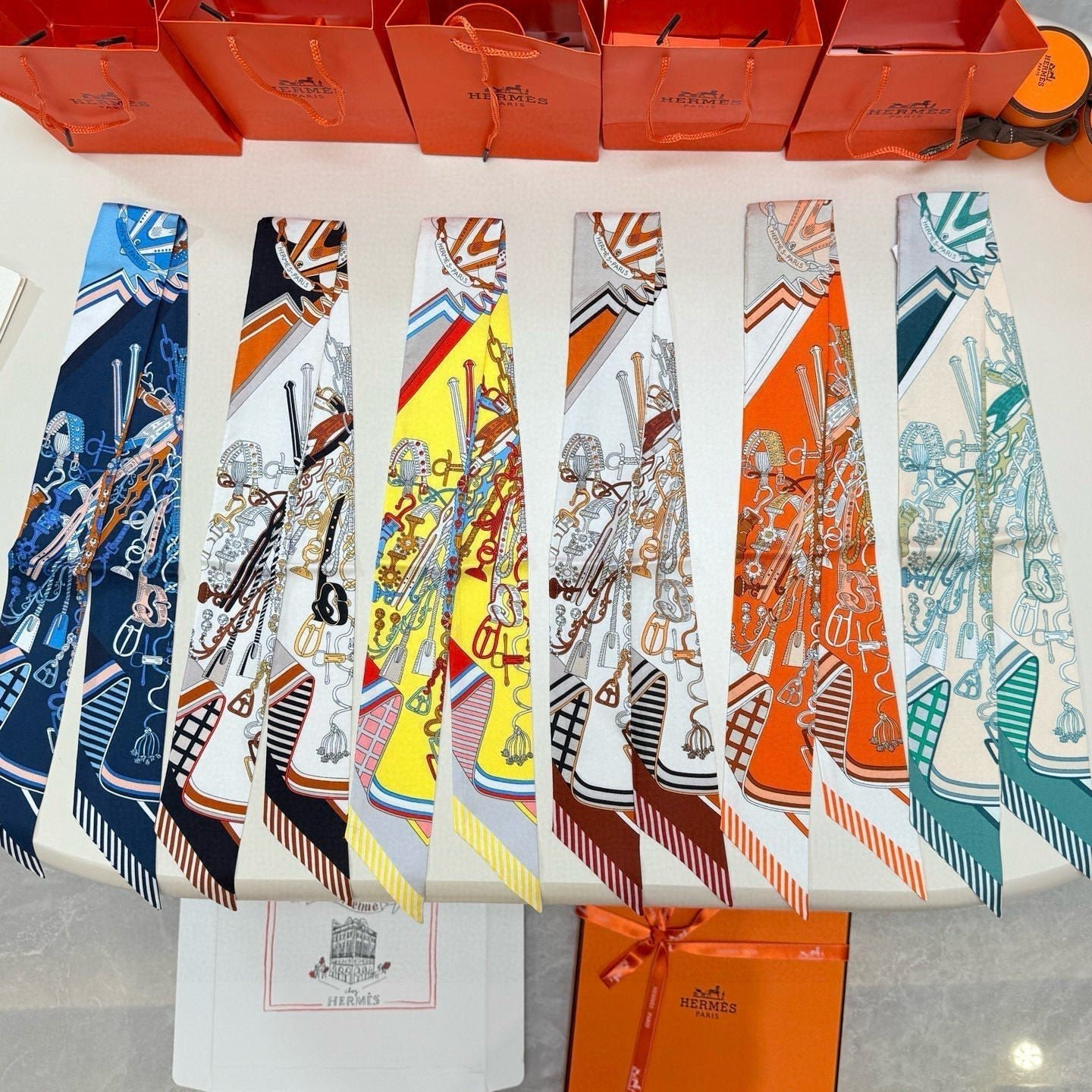 Hermès Striped Silk Twilly - Image 8