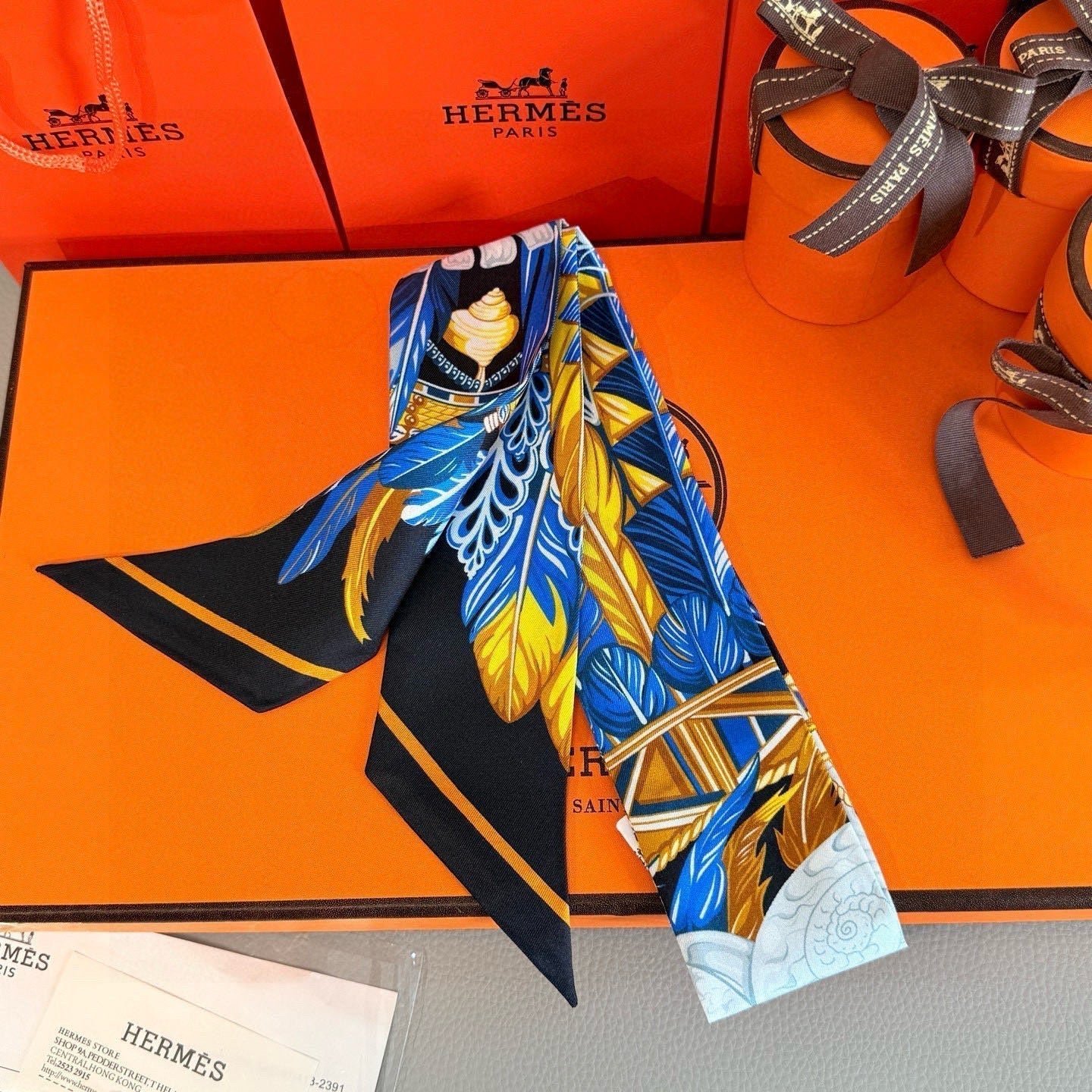 Hermès Feather Silk Twilly - Image 7