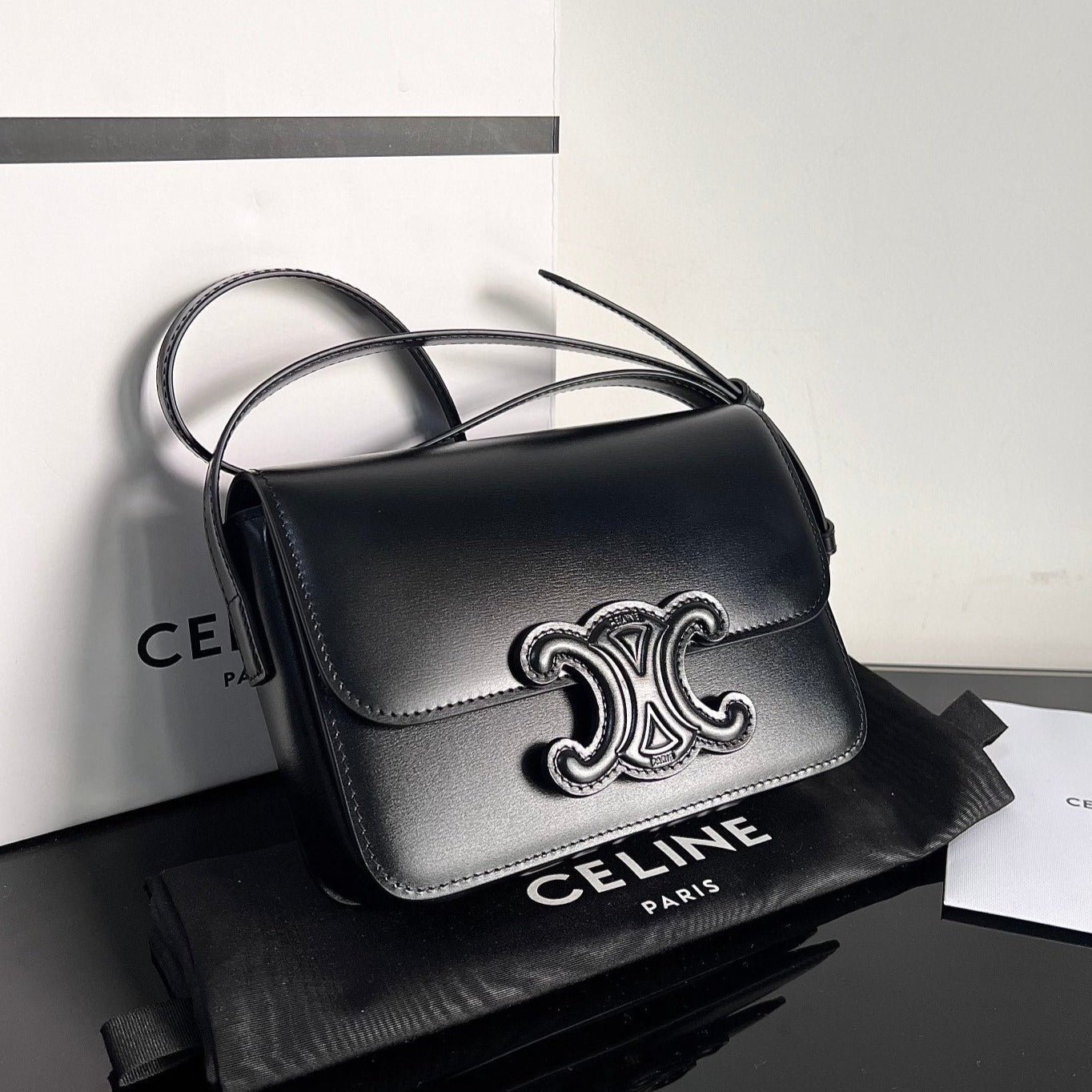 Celine Triomphe Black Emboss Bag