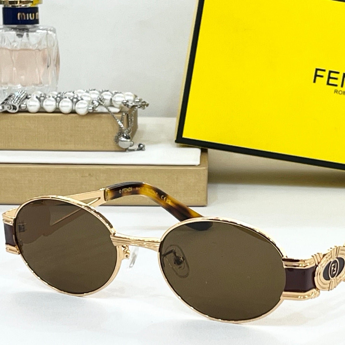 Alternative view of FENDI Metal Round Frame Embossed Eyeglass Lids Sunglasses