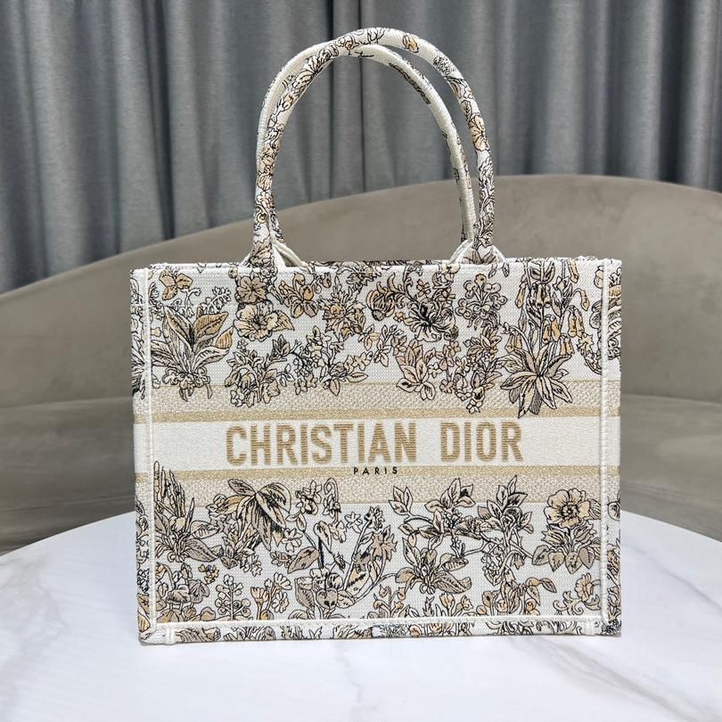 Dior Book Tote Series Large Beige & White Floral Canvas