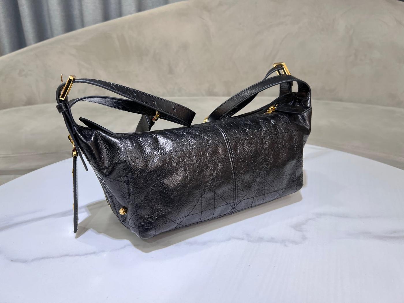 Alternative view of Dior Hobo 23 Black Wrinkled Calfskin Shoulder Bag