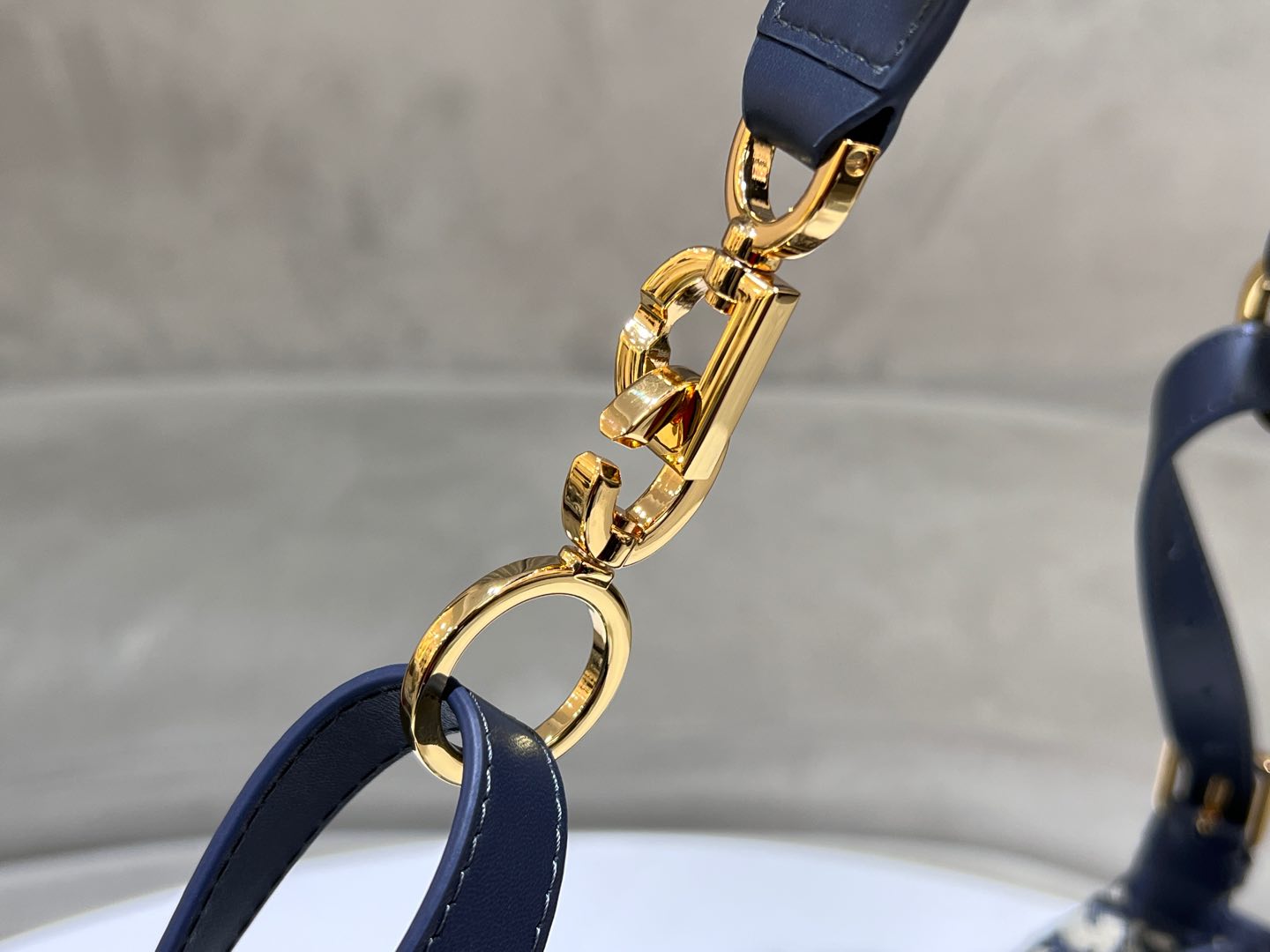 Dior Jacquard Hobo Bag 23 Dark Blue White Canvas - Image 5