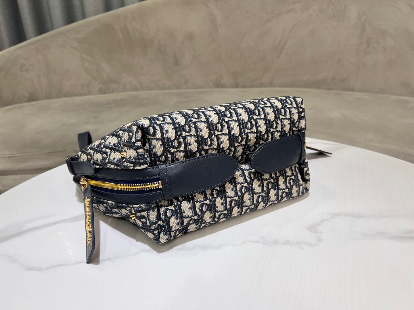 Dior Jacquard Hobo Bag 23 Dark Blue White Canvas - Image 9