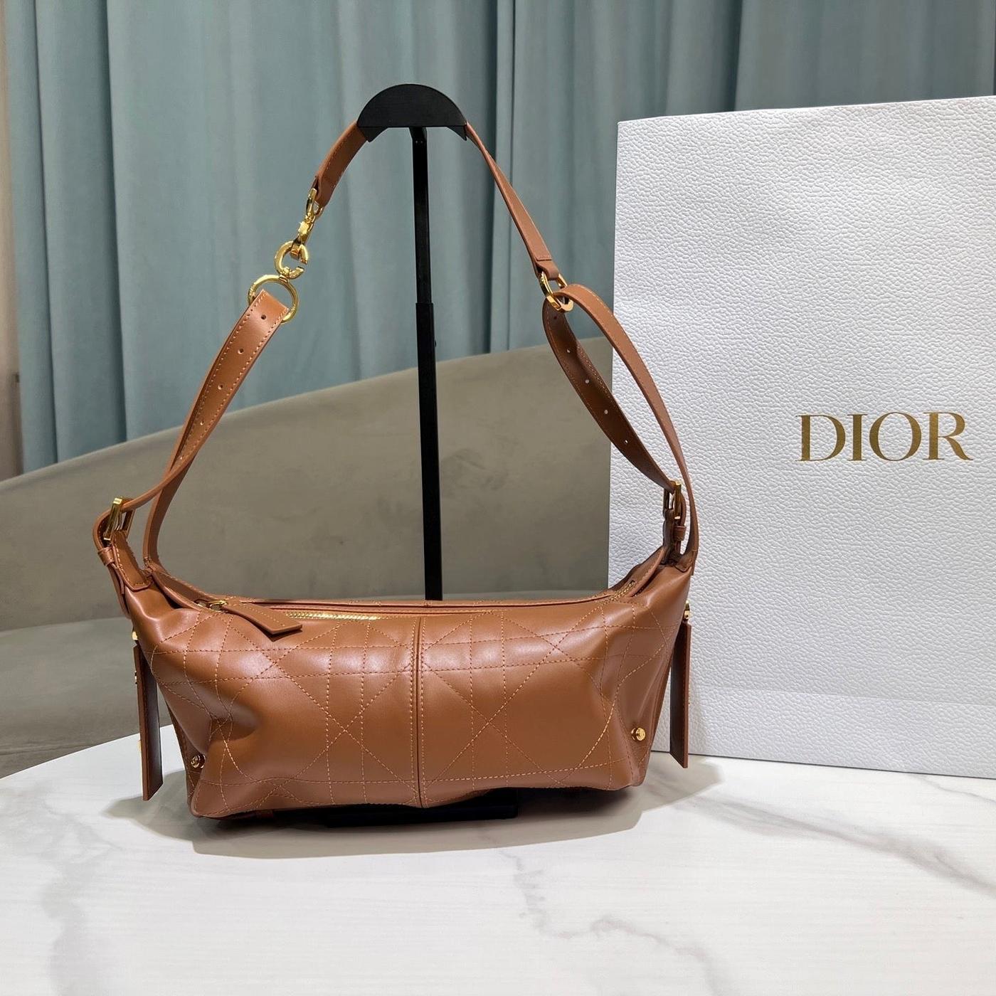 Dior Hobo 23 Brown Calfskin Cannage Shoulder Bag
