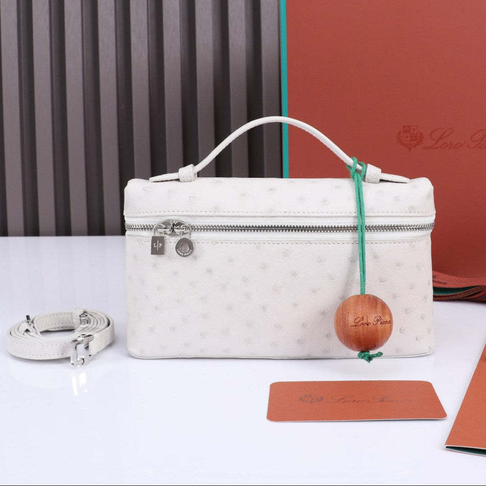 Loro Piana Extra Pocket L19 White Ostrich