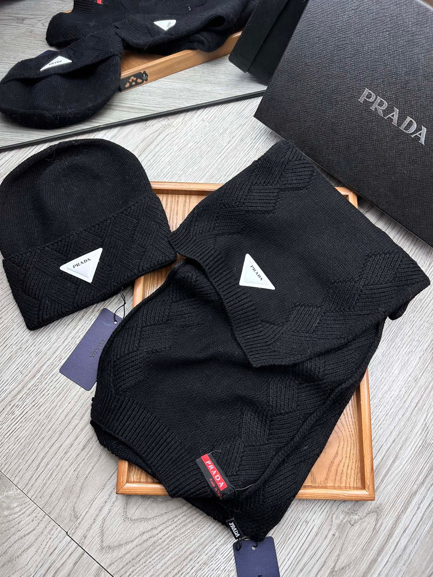 Prada Style Plain Black Knit Set - Image 4