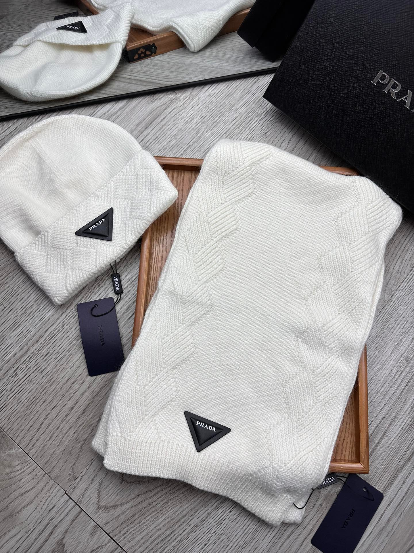Prada Style White Jacquard Knit Set - Image 3