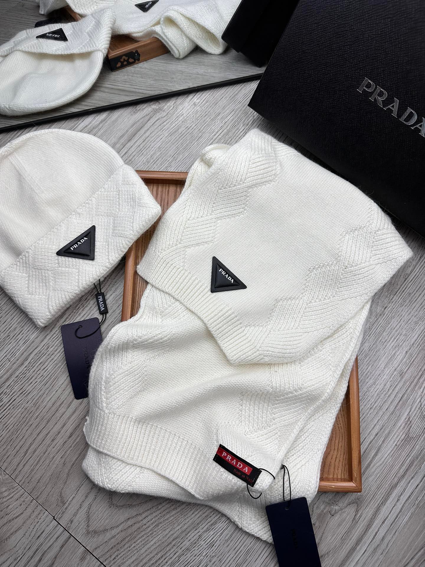 Prada Style White Jacquard Knit Set - Image 4