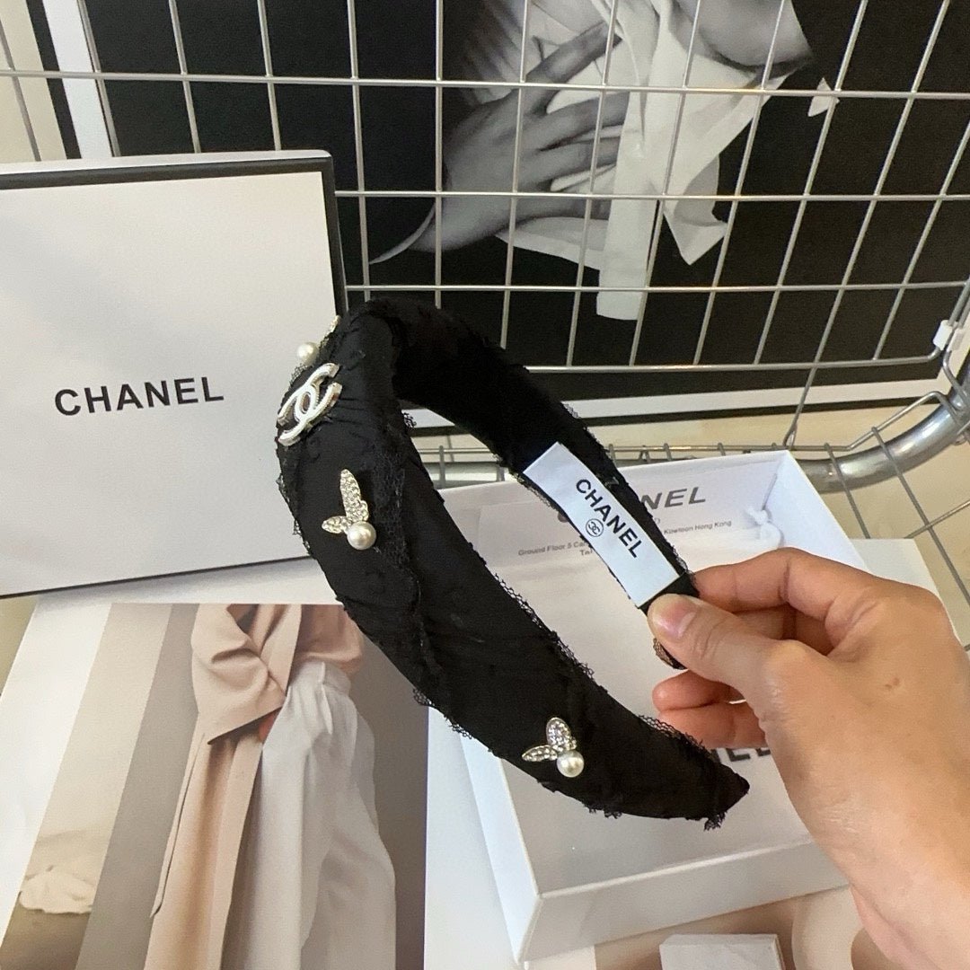 Alternative view of CHANEL BLACK VOILE AND FABRIC HAIRBAND WITH STICKER 410872