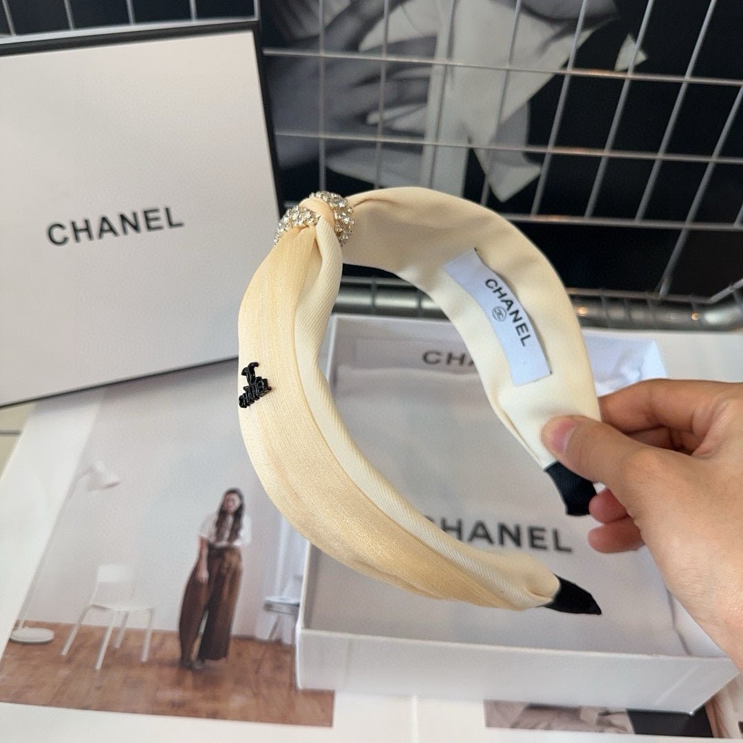 Alternative view of CHANEL BEIGE CREAM SILK AND FABRIC HAIRBAND 410876