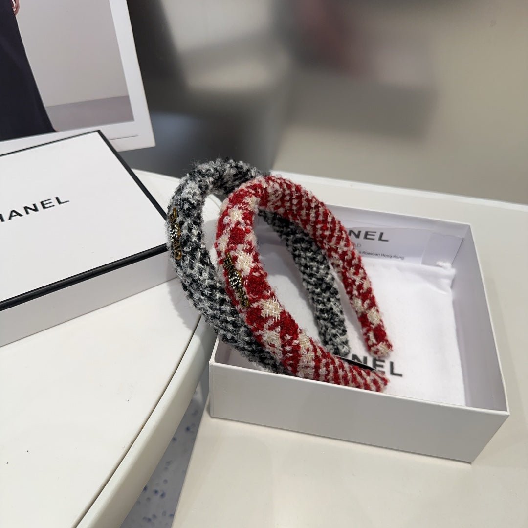 Chanel Tweed Check Headband - Image 6