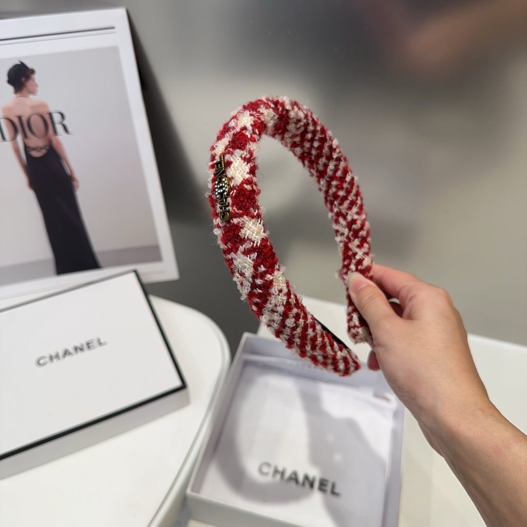 Alternative view of CHANEL CHERRY RED MIX WHITE WOOL HAIRBAND 412546