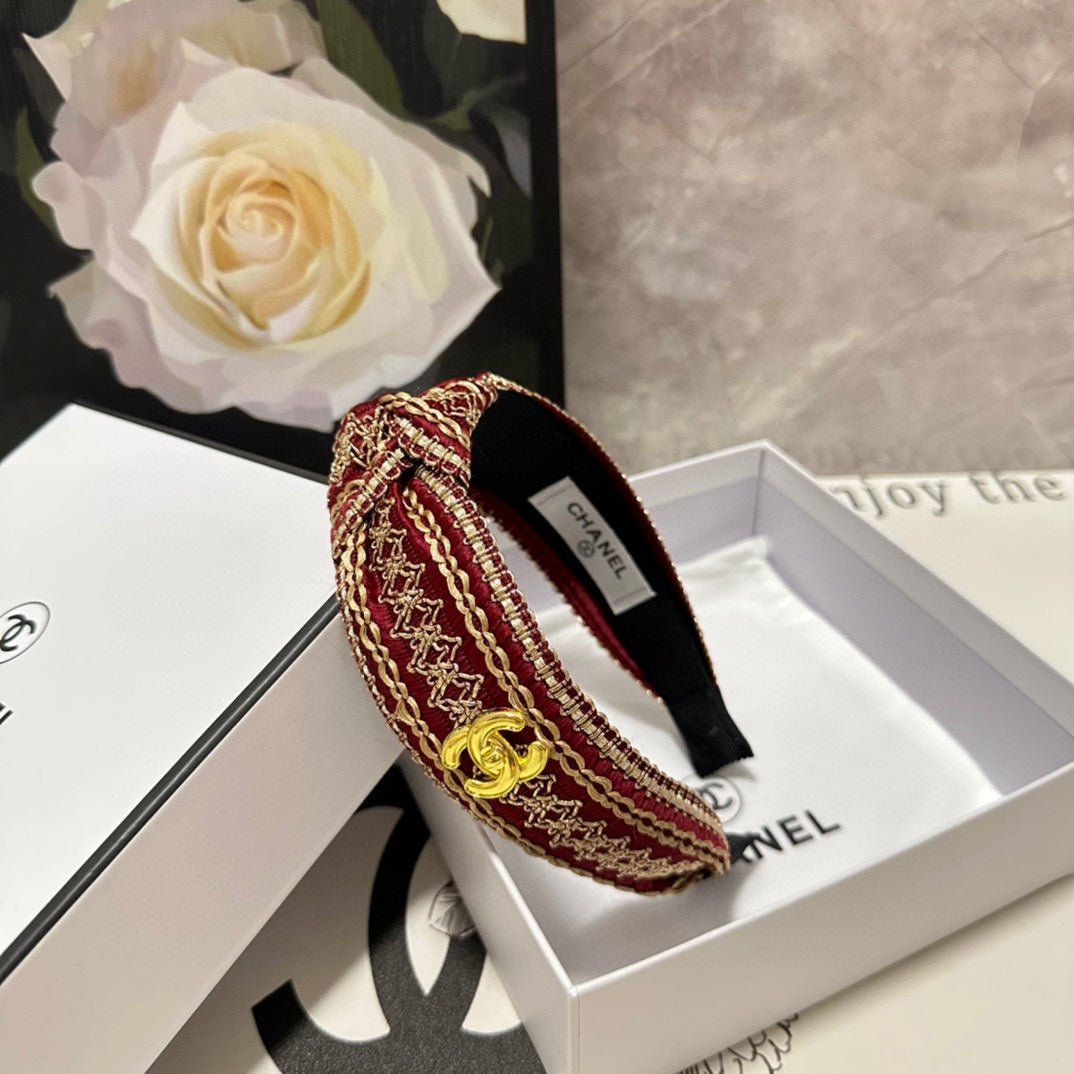 Alternative view of CHANEL RUBY RED MIX LIGHT YELLOW FABRIC HEADBAND 168586