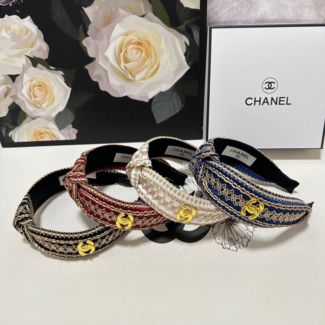 CHANEL RUBY RED MIX LIGHT YELLOW FABRIC HEADBAND 168586 - Image 10