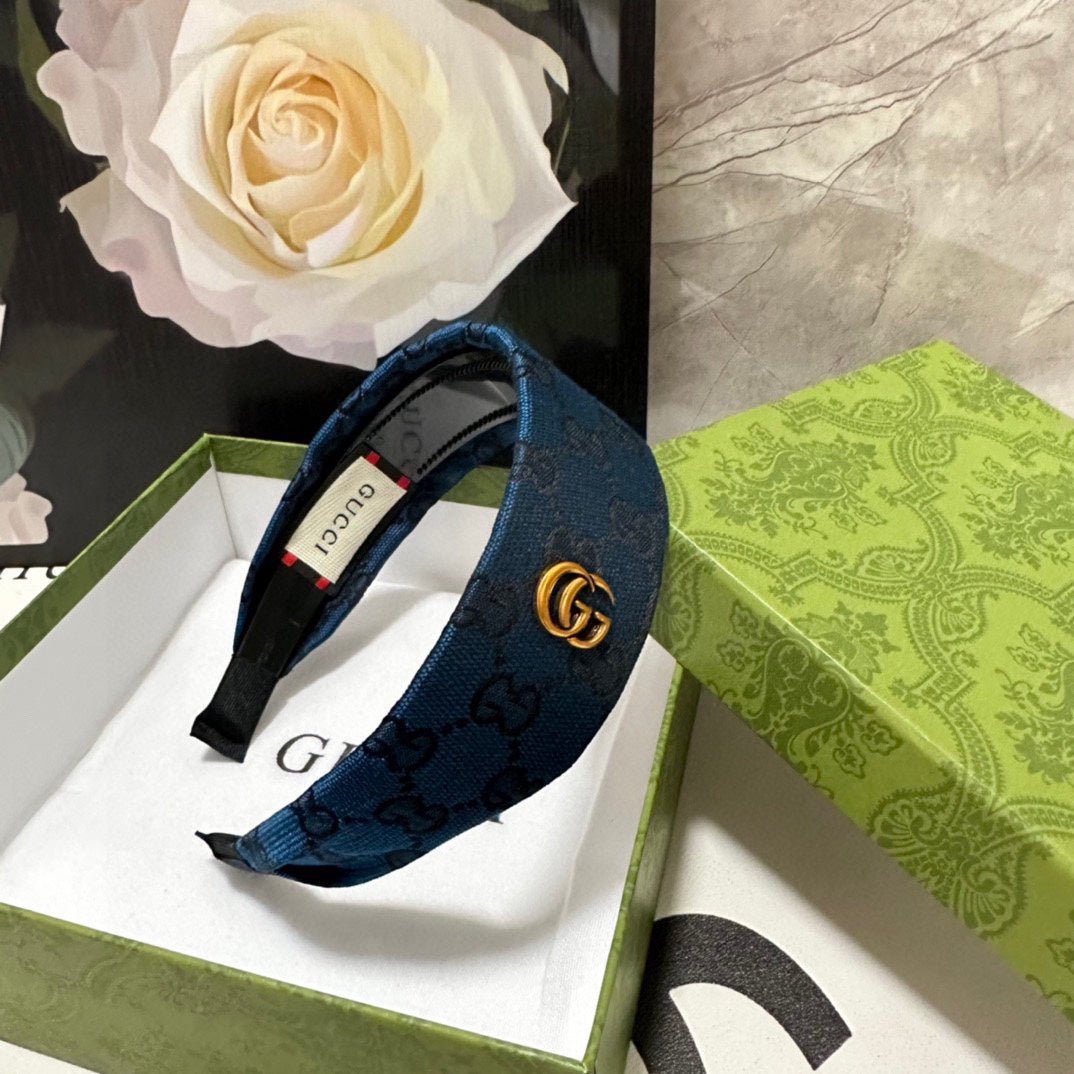 Alternative view of GUCCI BLUE MONOGRAM CANVAS HAIRBAND 369306