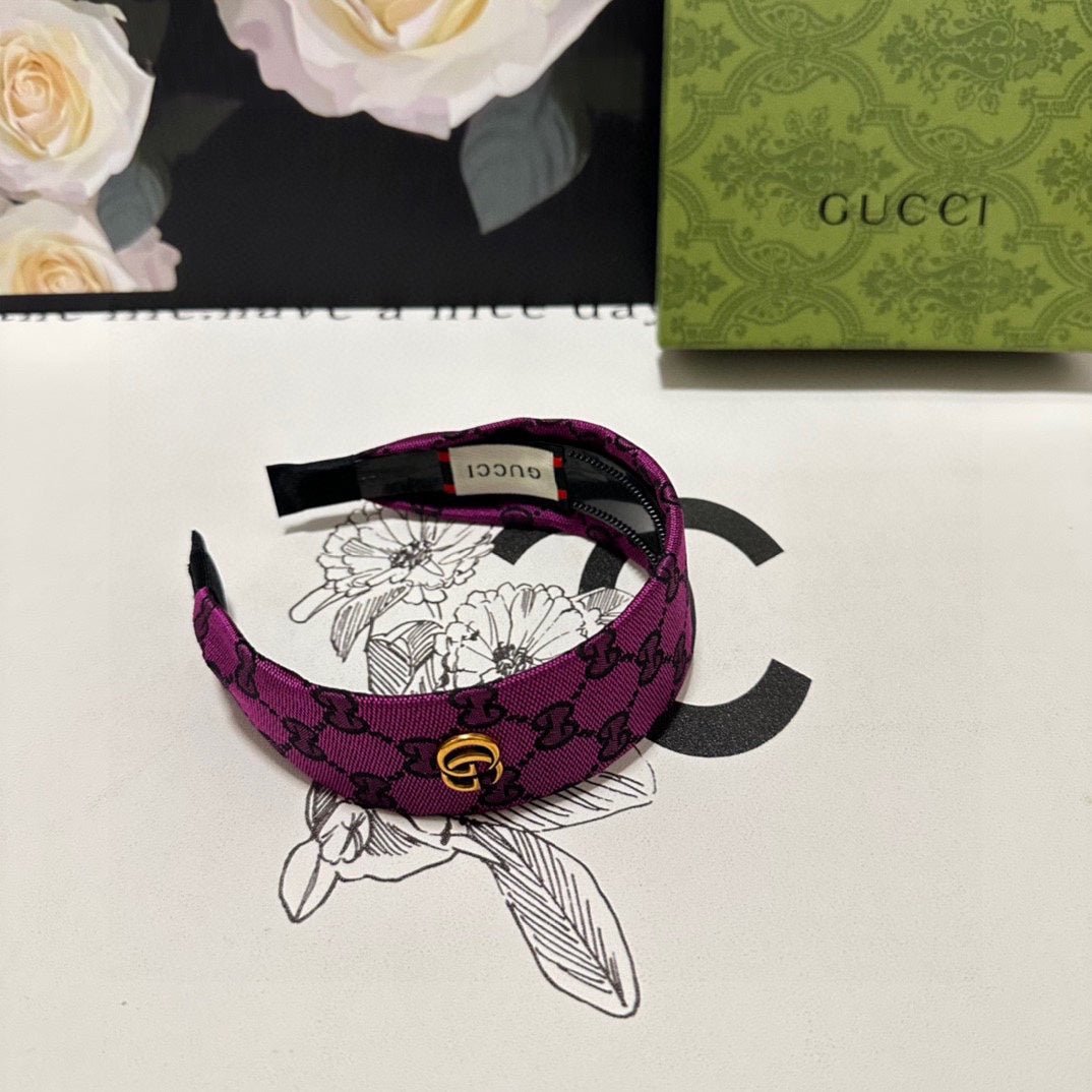Alternative view of GUCCI FUCHSIA PINK MONOGRAM CANVAS HAIRBAND 369307